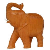 Wooden Skin Salute Elephant Idol Showpiece For Home Decor