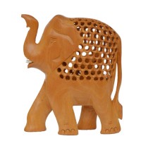 Kadamba Wood Carving Elephant Decorative Showpiece