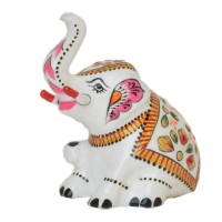 Meenakari Metal Painting 2" Sitting Elephant Statue