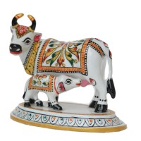 MEENAKARI Metal 4" Cow with Baby